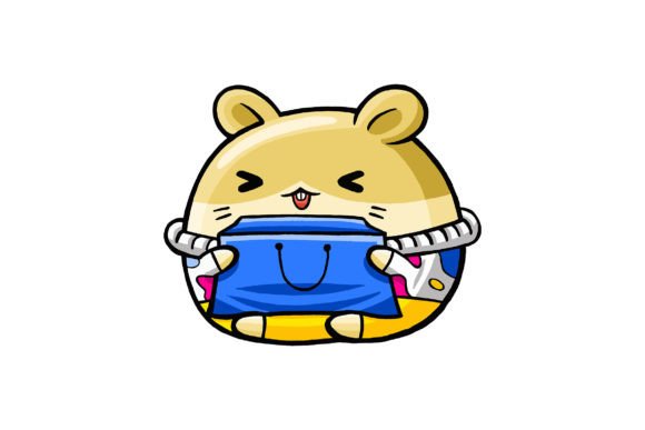 Cute Hamster Shopper Profession Vector 2