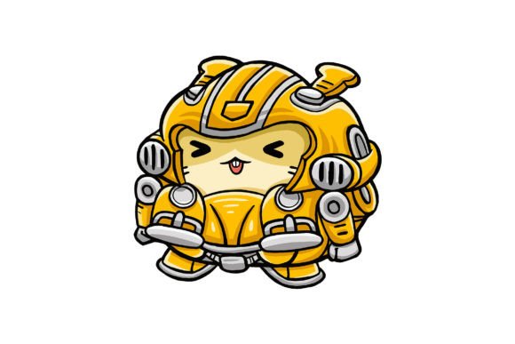 Cute Hamster Wearing Robot Vector 02