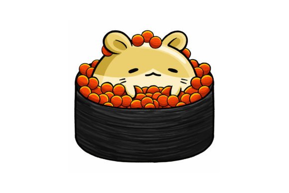 Cute Hamster Wearing Sushi Vector 03