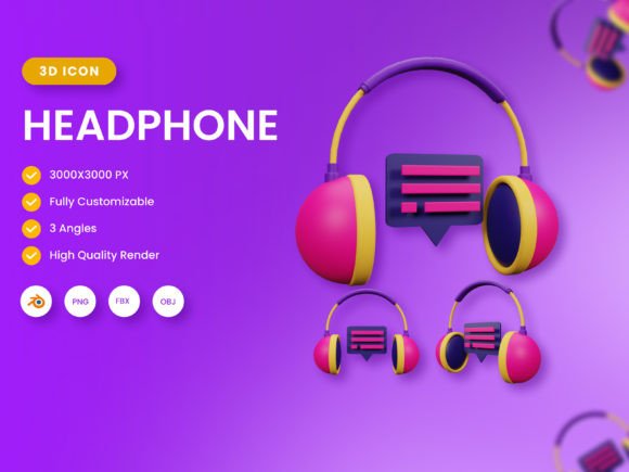 Enhance Your Projects with 3D Headphone Illustration