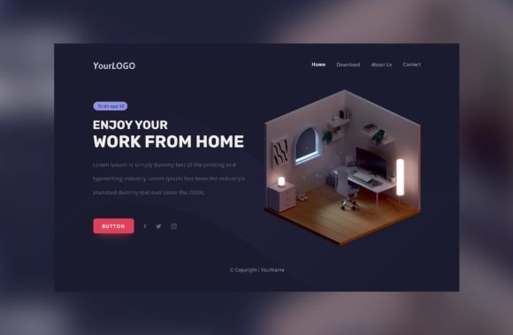 Isometric Landing Page Template for Design