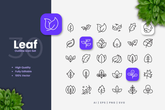 Leaf Icons: Perfect for Diverse Design Needs