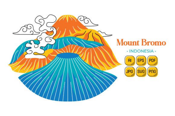 Mount Bromo in Flat Design Style: A Versatile and Stylish Illustration Solution